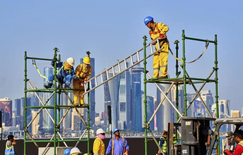 Construction workers en route to overseas placement