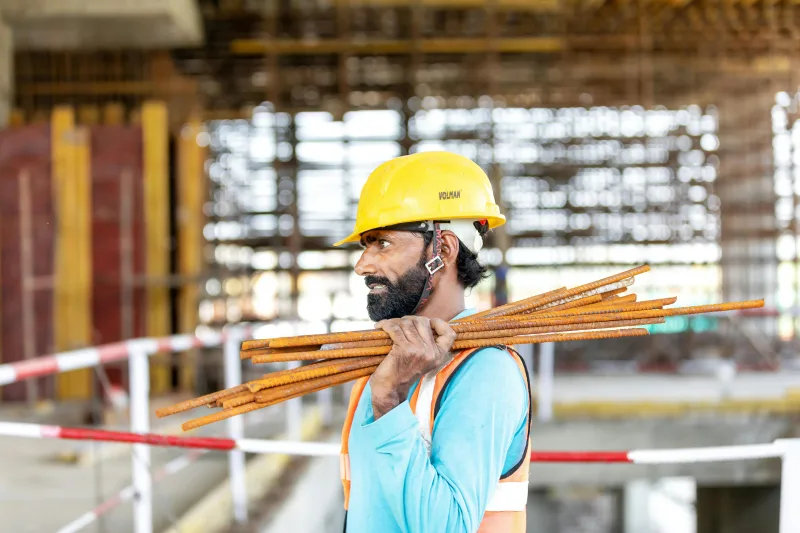 Skilled trade worker at industrial workplace